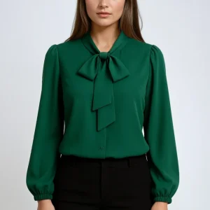 Blouse femme manches longues avec nœud élégant